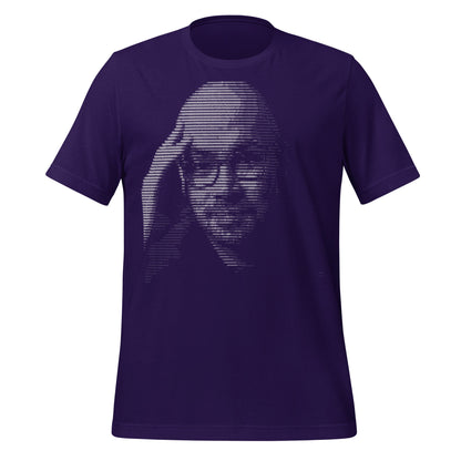 Product mockup photo of the Demis Hassabis ASCII Art T Shirt (unisex) Team Purple / M.