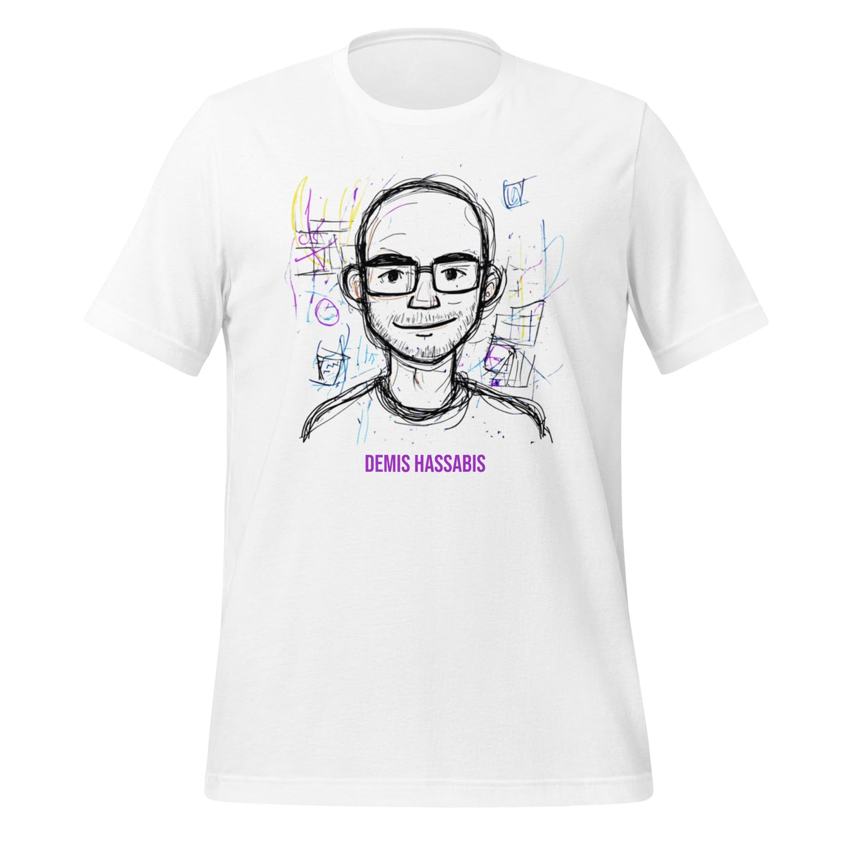 Product mockup photo of the Demis Hassabis Sketch T Shirt (unisex) M.