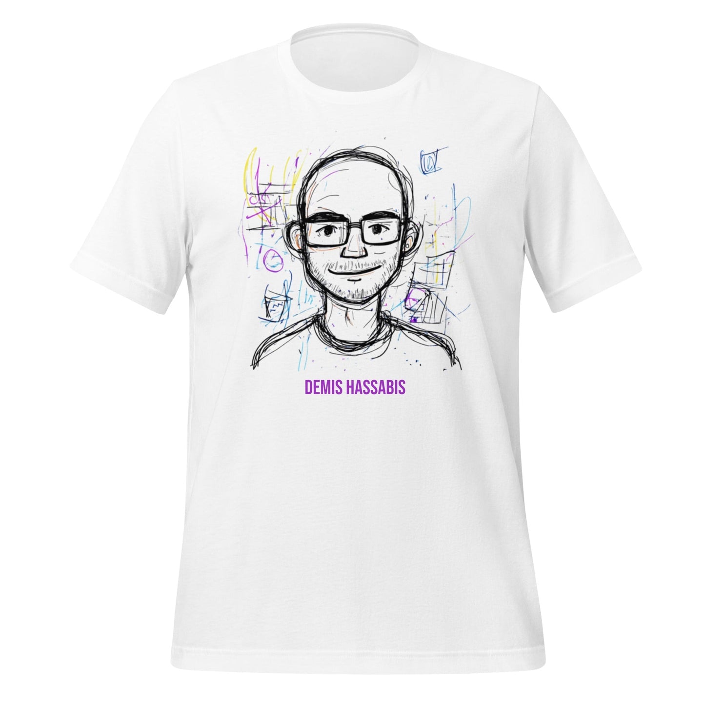 Product mockup photo of the Demis Hassabis Sketch T Shirt (unisex) M.