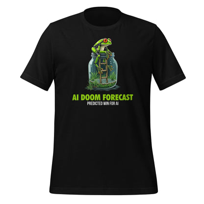 Product mockup photo of the Doom Predicted Win for AI T Shirt (unisex) Black / M.