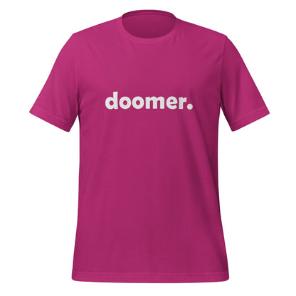 Product mockup photo of the doomer. T Shirt 3 (unisex) Berry / M.