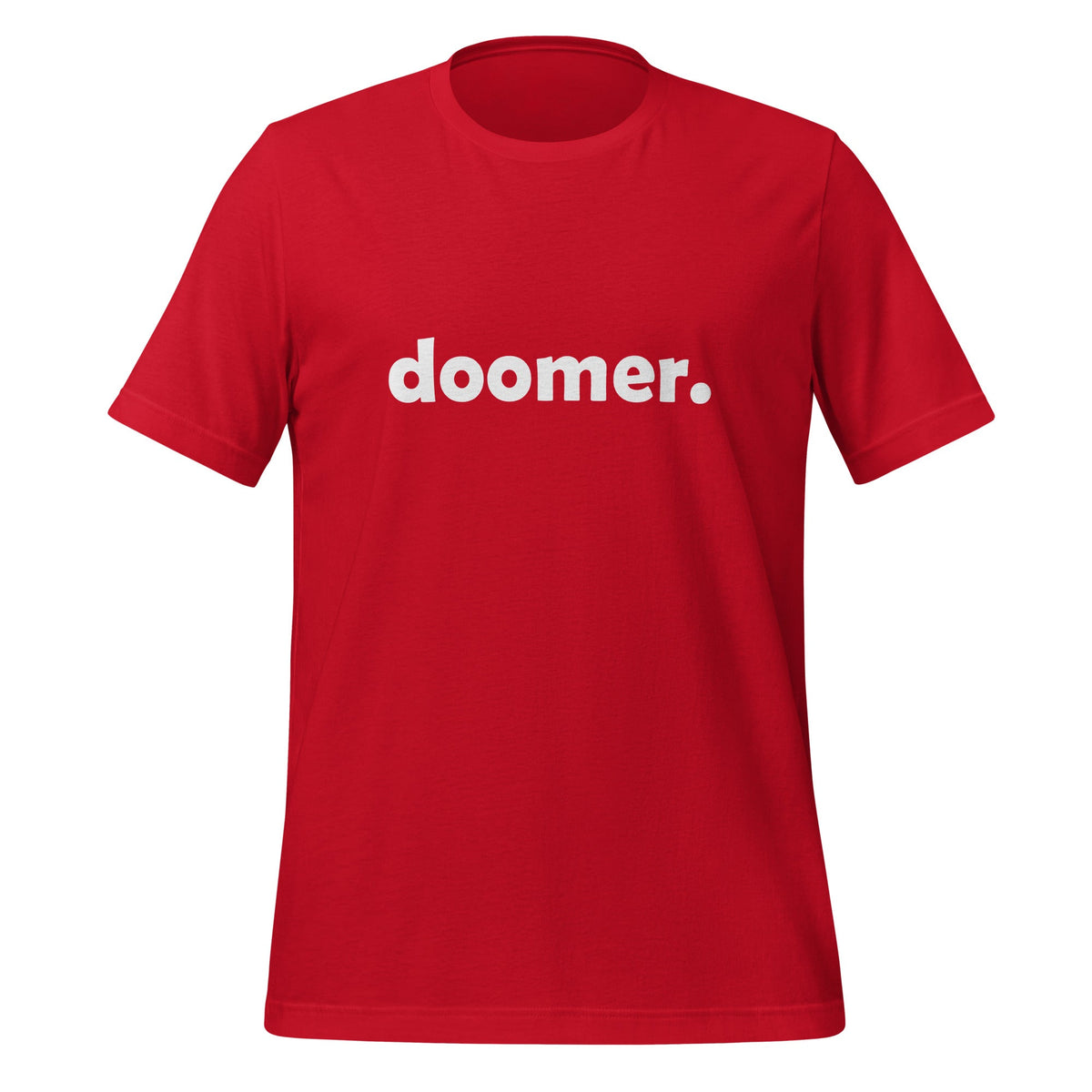 Product mockup photo of the doomer. T Shirt 3 (unisex) Red / M.