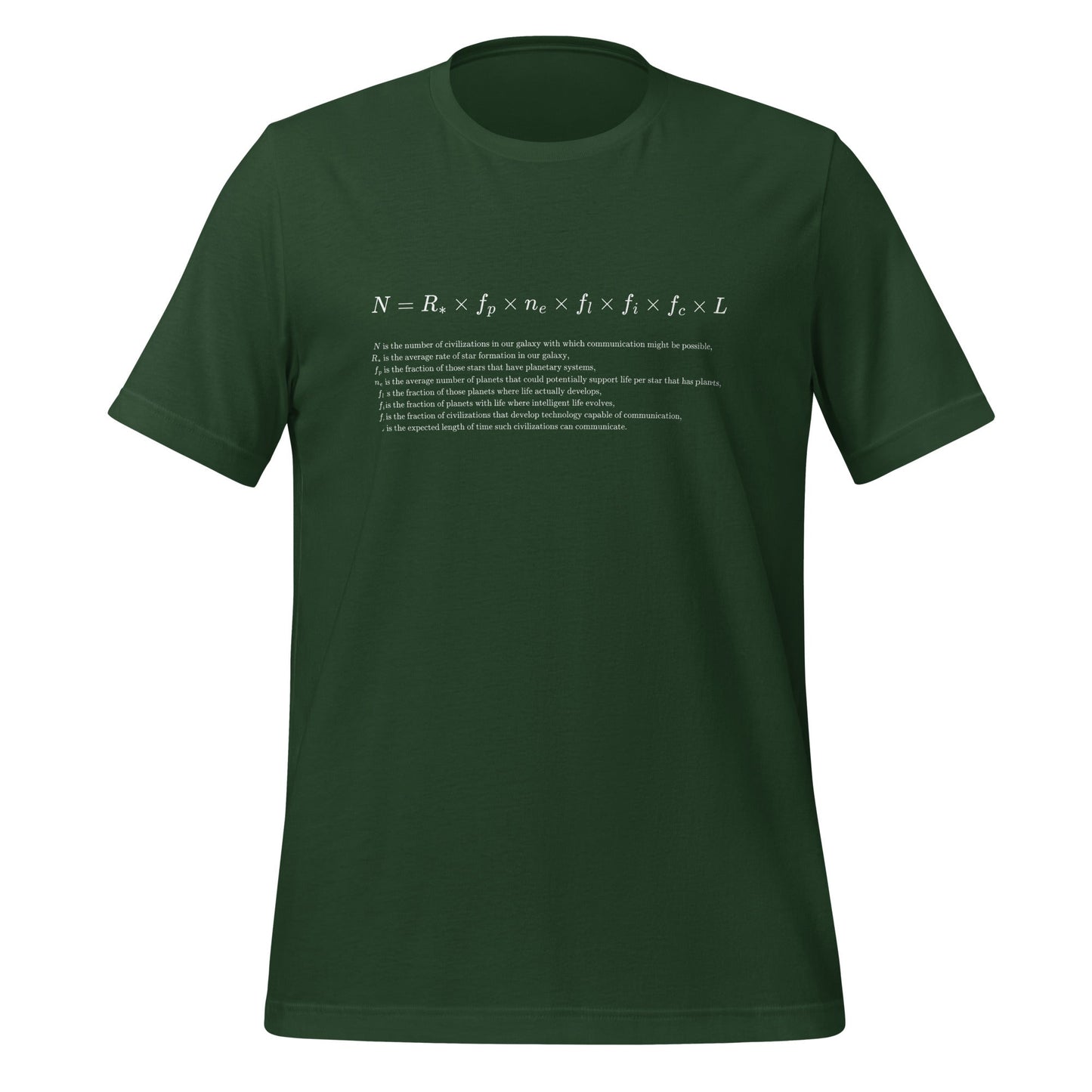Image of the Drake Equation Explained T-Shirt (unisex) Forest / S.