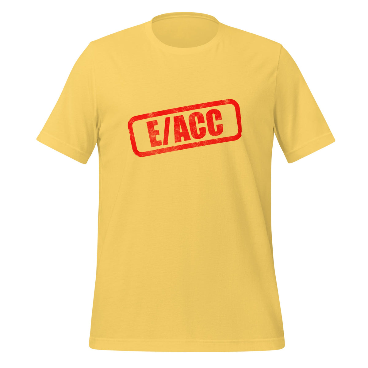 Product mockup photo of the E/ACC Stamp T-Shirt 2 (unisex) Yellow / M.