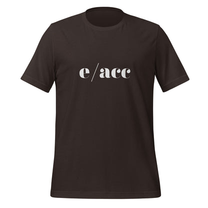 Product mockup photo of the e/acc T Shirt (unisex) Brown / M.