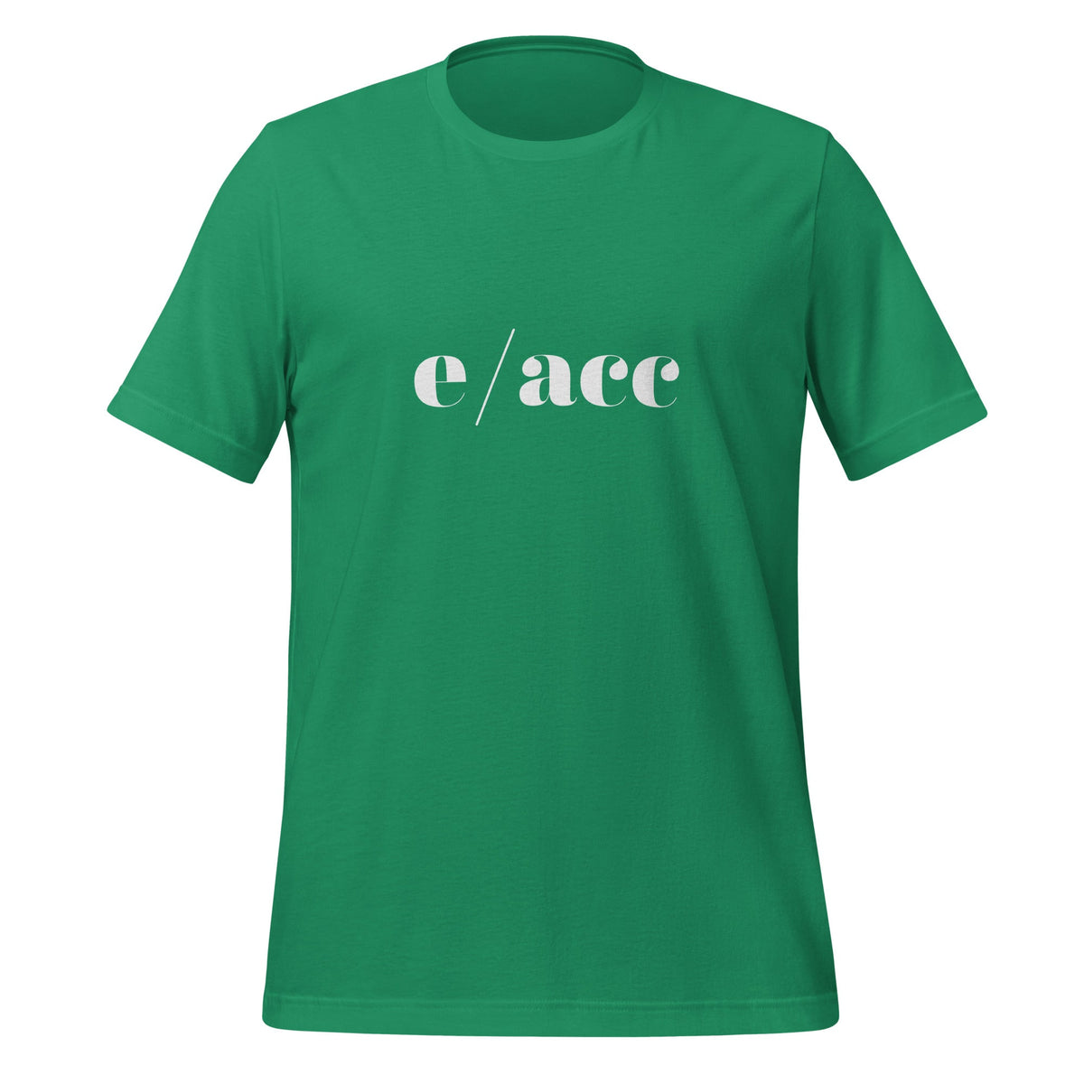 Product mockup photo of the e/acc T Shirt (unisex) Kelly / M.