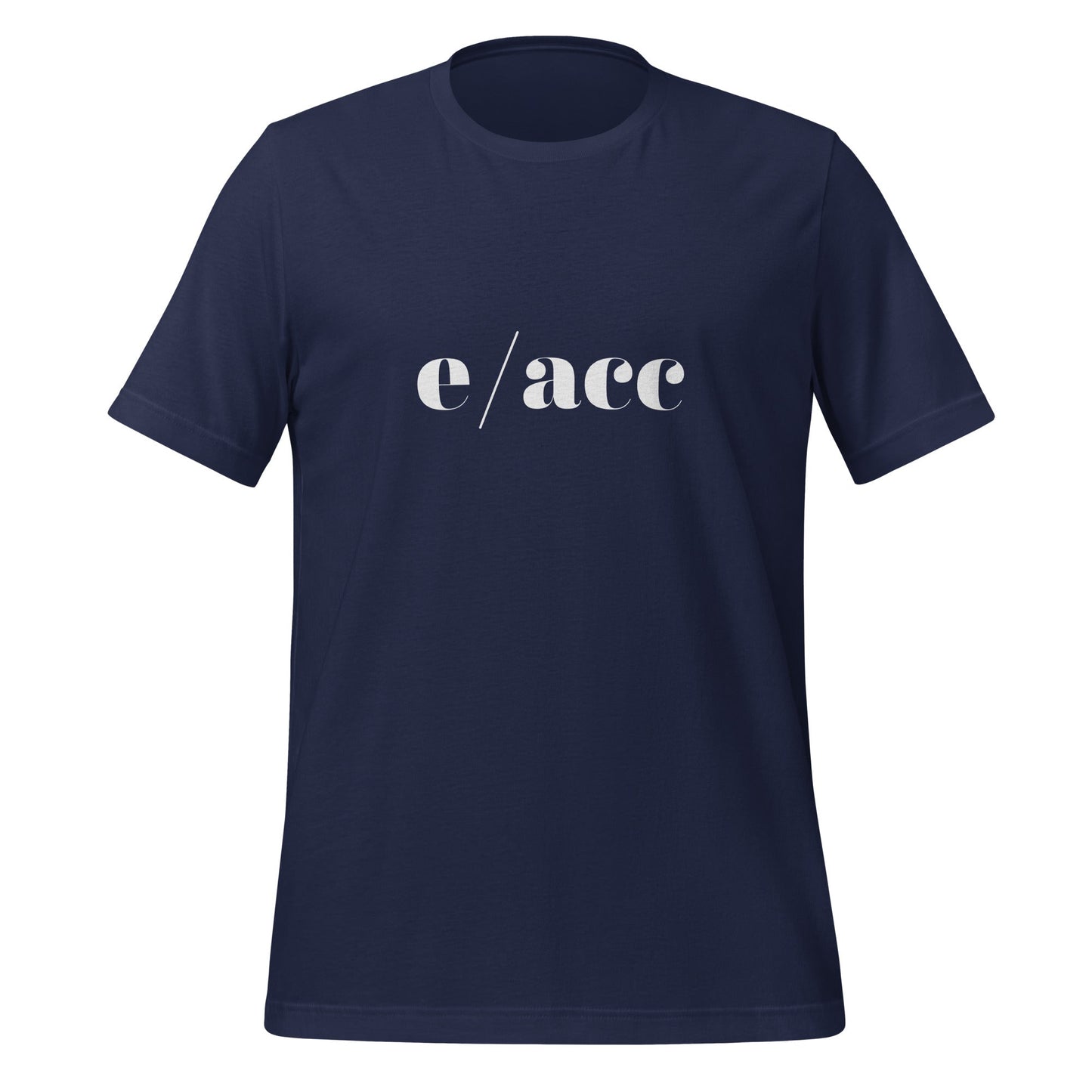 Product mockup photo of the e/acc T Shirt (unisex) Navy / M.