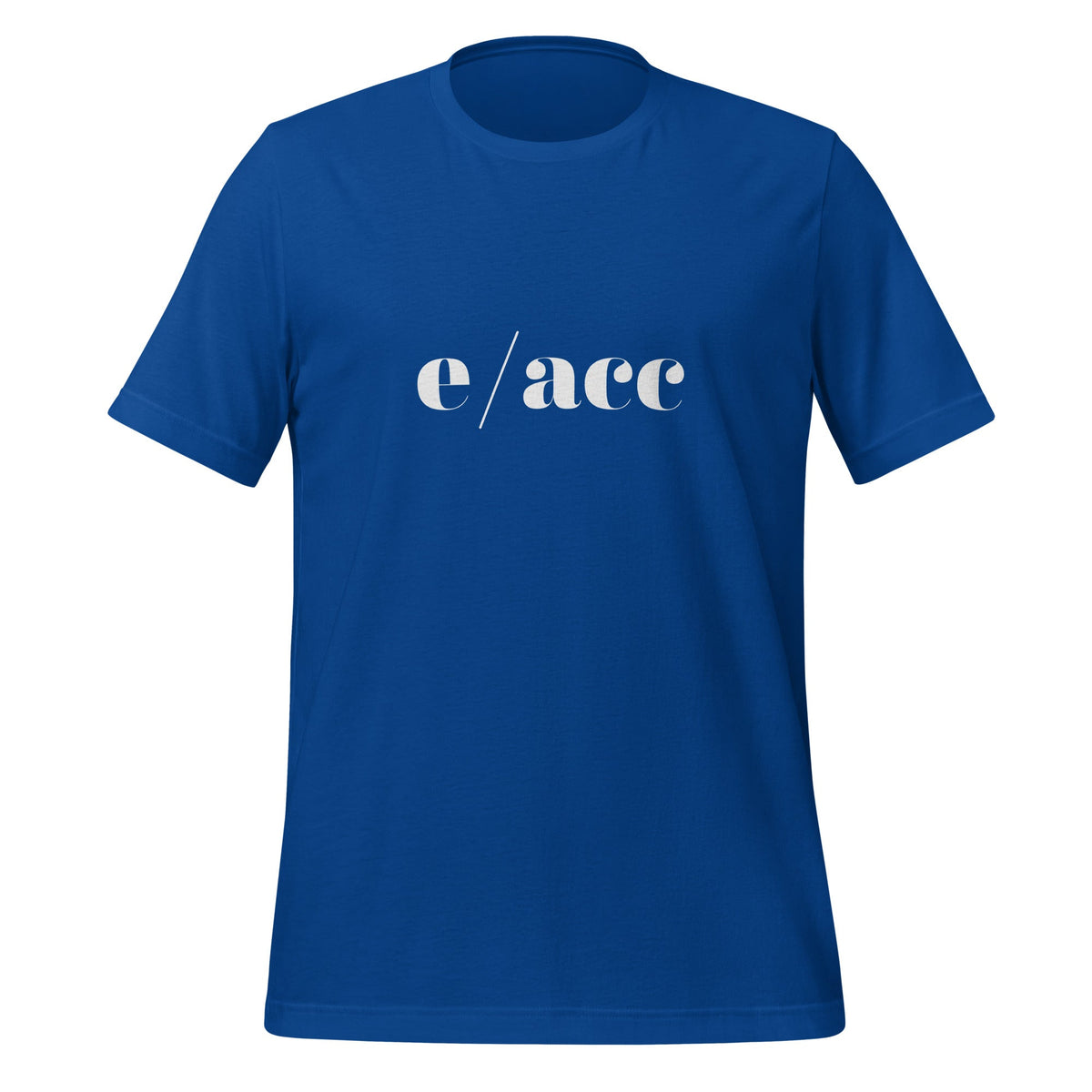 Product mockup photo of the e/acc T Shirt (unisex) True Royal / M.