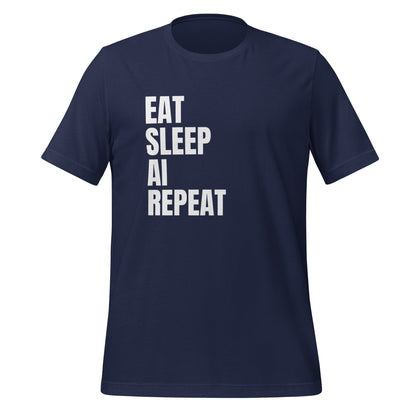 Product mockup photo of the EAT SLEEP AI REPEAT T Shirt 1 (unisex) Navy / M.