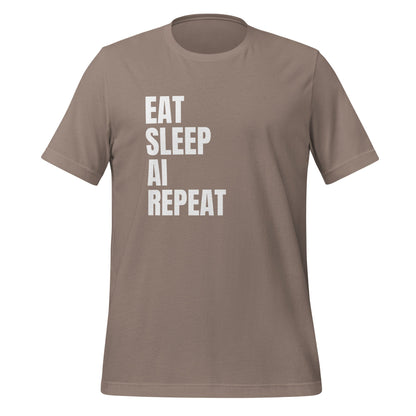 Product mockup photo of the EAT SLEEP AI REPEAT T Shirt 1 (unisex) Pebble / M.