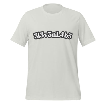 Product mockup photo of the ElevenLabs Leet T Shirt (unisex) Silver / M.