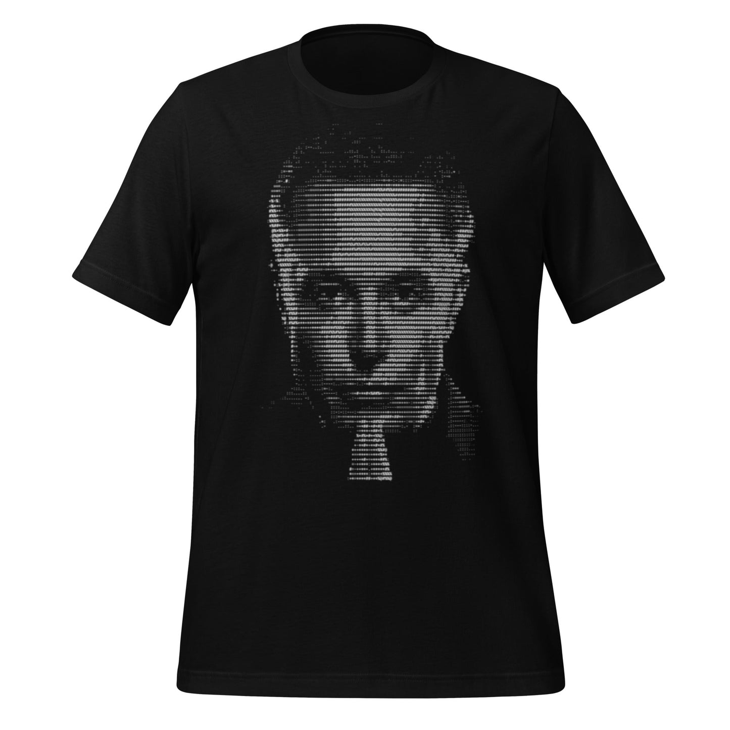 Product mockup photo of the Elon Musk ASCII Art T Shirt (unisex) Black / M.
