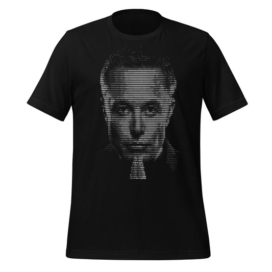 Product mockup photo of the Elon Musk ASCII Art T Shirt (unisex) Black / M.