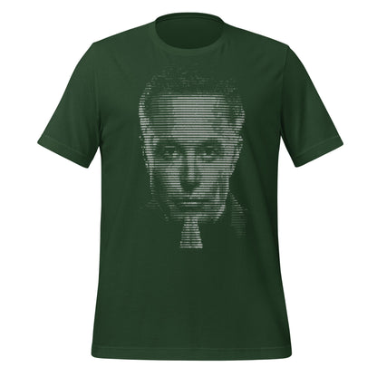 Product mockup photo of the Elon Musk ASCII Art T Shirt (unisex) Forest / M.