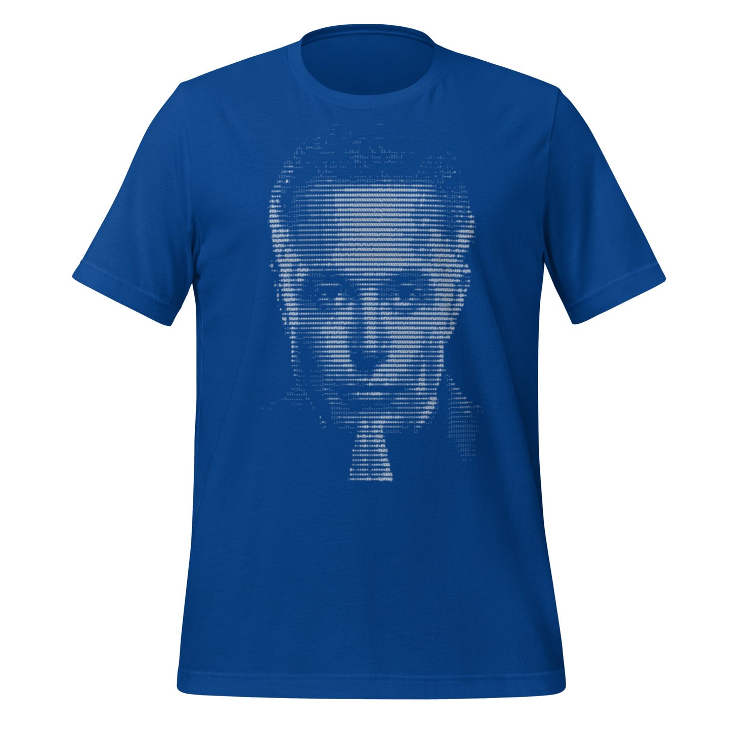 Product mockup photo of the Elon Musk ASCII Art T Shirt (unisex) True Royal / M.