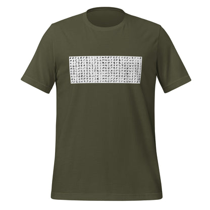 Product mockup photo of the EMNIST Dataset T Shirt (unisex) Military Green / M.