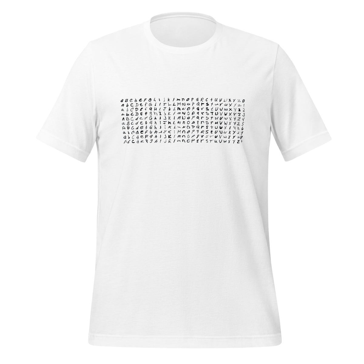Product mockup photo of the EMNIST Dataset T Shirt (unisex) White / M.