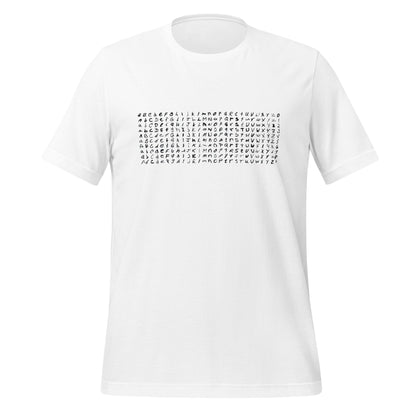Product mockup photo of the EMNIST Dataset T Shirt (unisex) White / M.