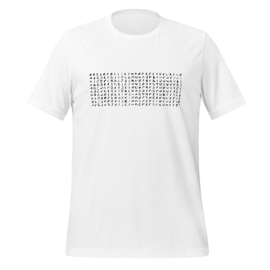 Product mockup photo of the EMNIST Dataset T Shirt (unisex) White / M.