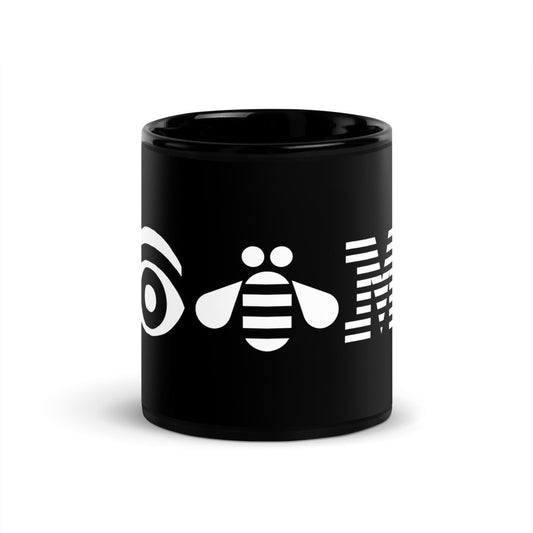 Eye Bee M White Logo on Black Glossy Mug - AI Store