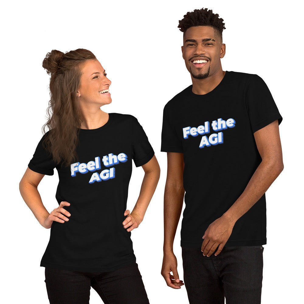 Product mockup photo of the Feel the AGI T Shirt 2 (unisex).