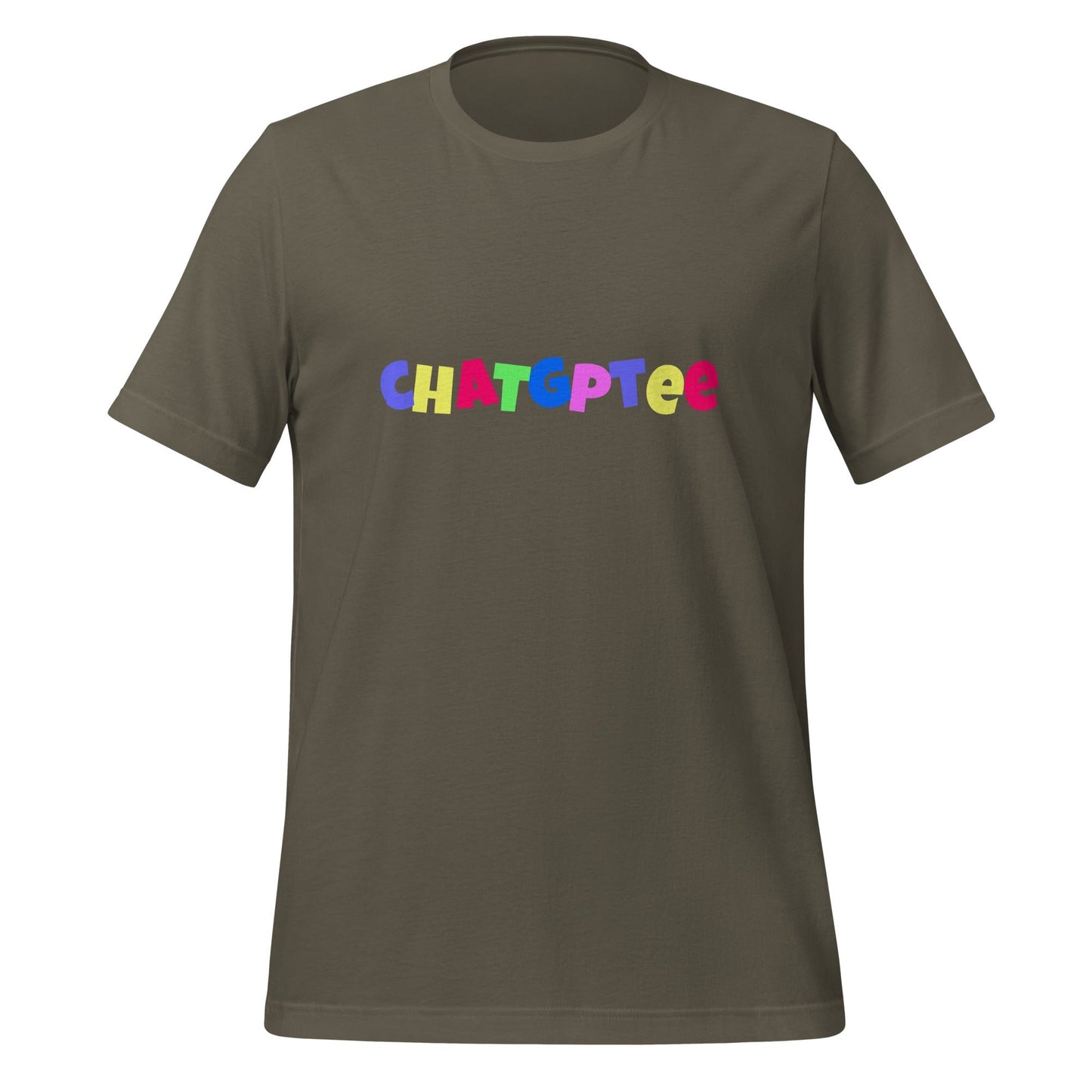 Product mockup photo of the Fun ChatGPTee T Shirt 2 (unisex) Army / M.
