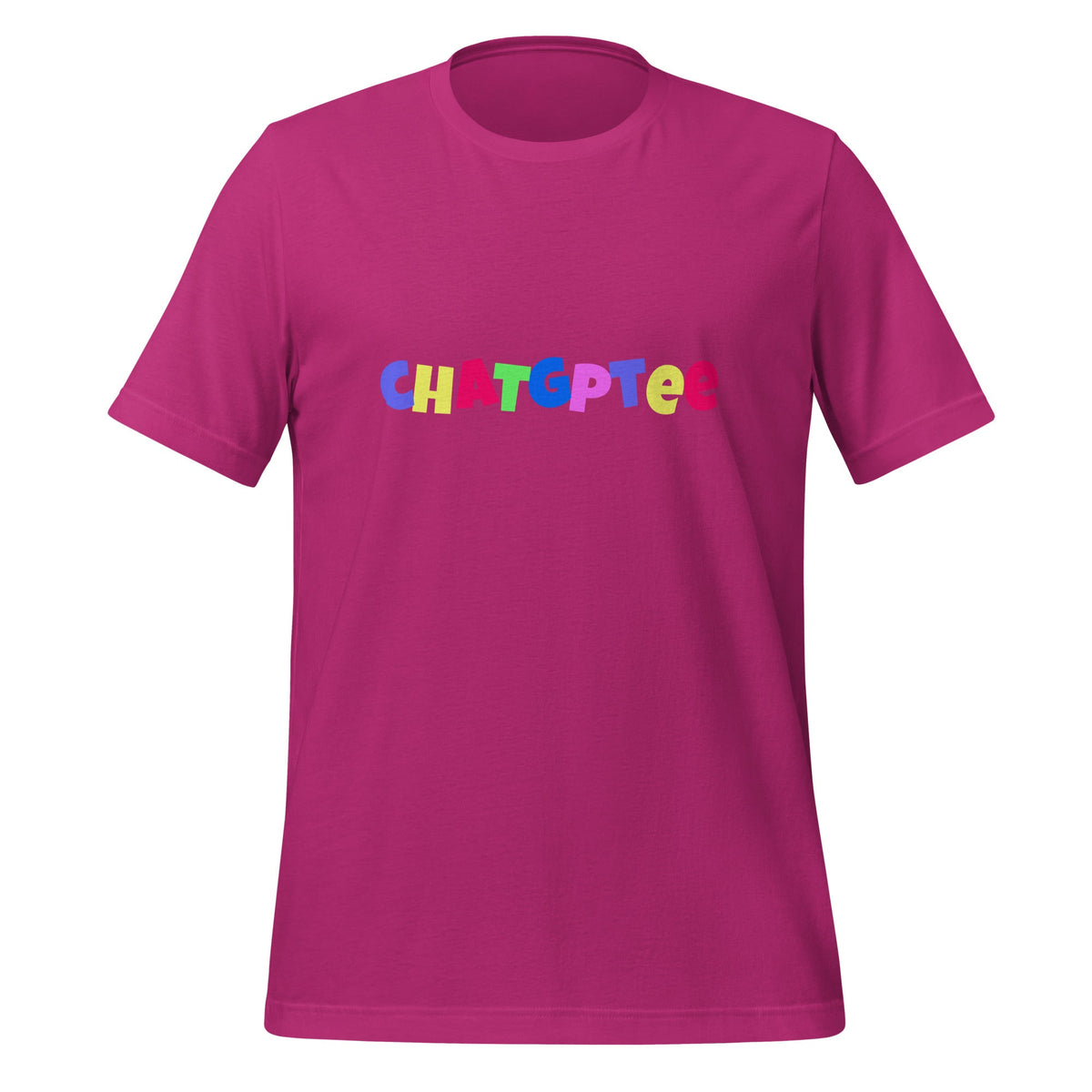 Product mockup photo of the Fun ChatGPTee T Shirt 2 (unisex) Berry / M.