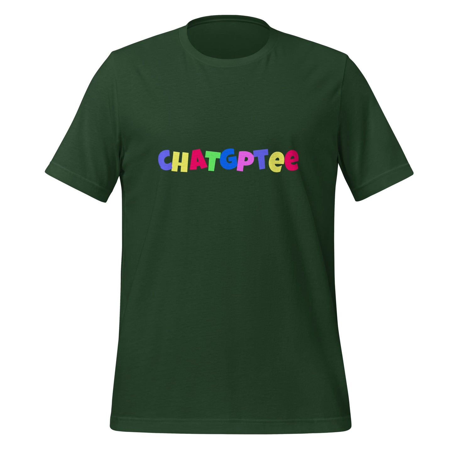 Product mockup photo of the Fun ChatGPTee T Shirt 2 (unisex) Forest / M.