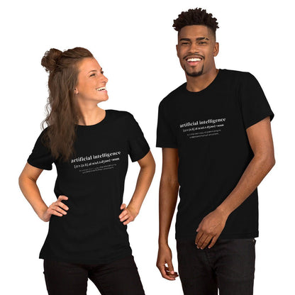 Product mockup photo of the Funny Definition of AI T Shirt 2 (unisex).