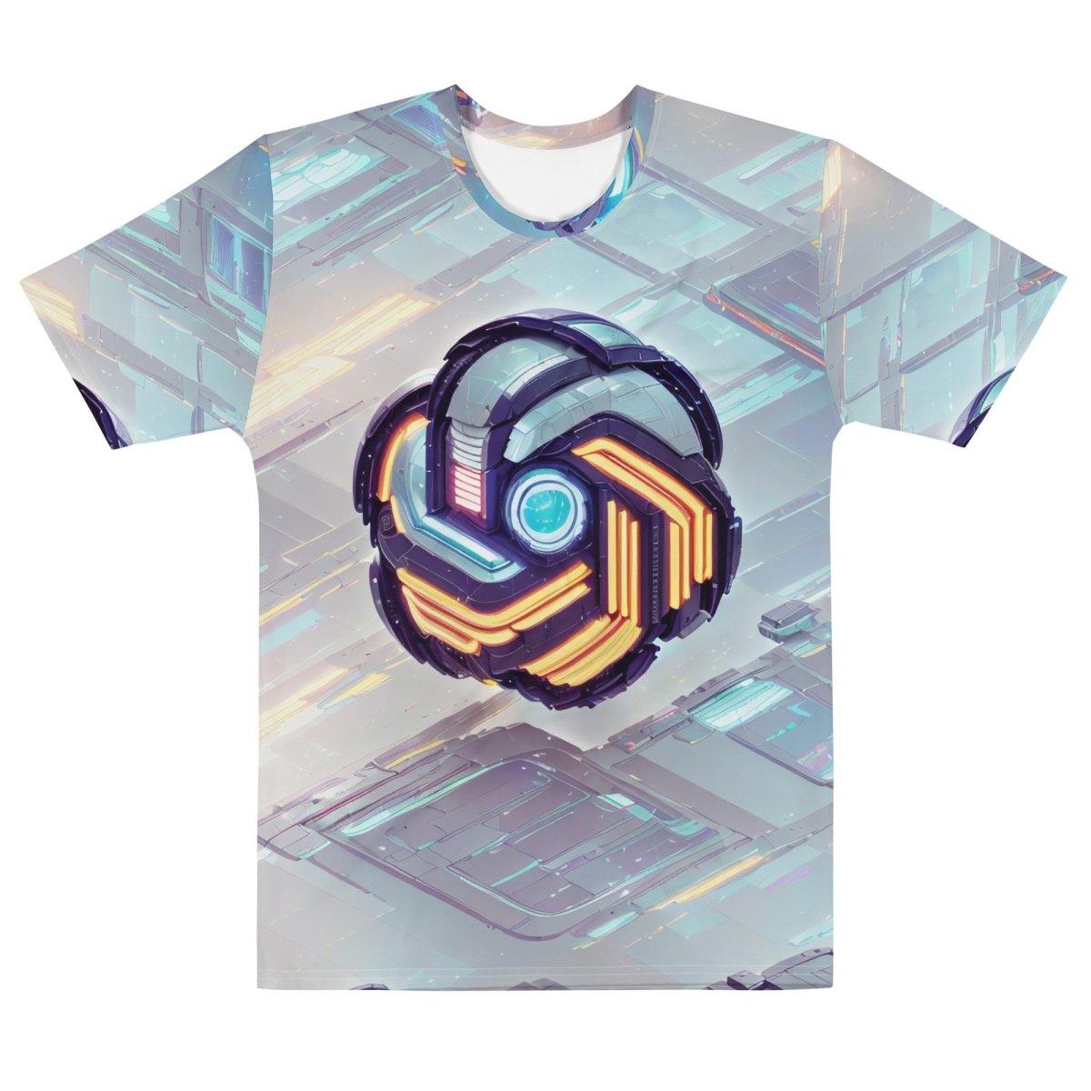 Product mockup photo of the Futuristic Logo Scene T Shirt (men) M.