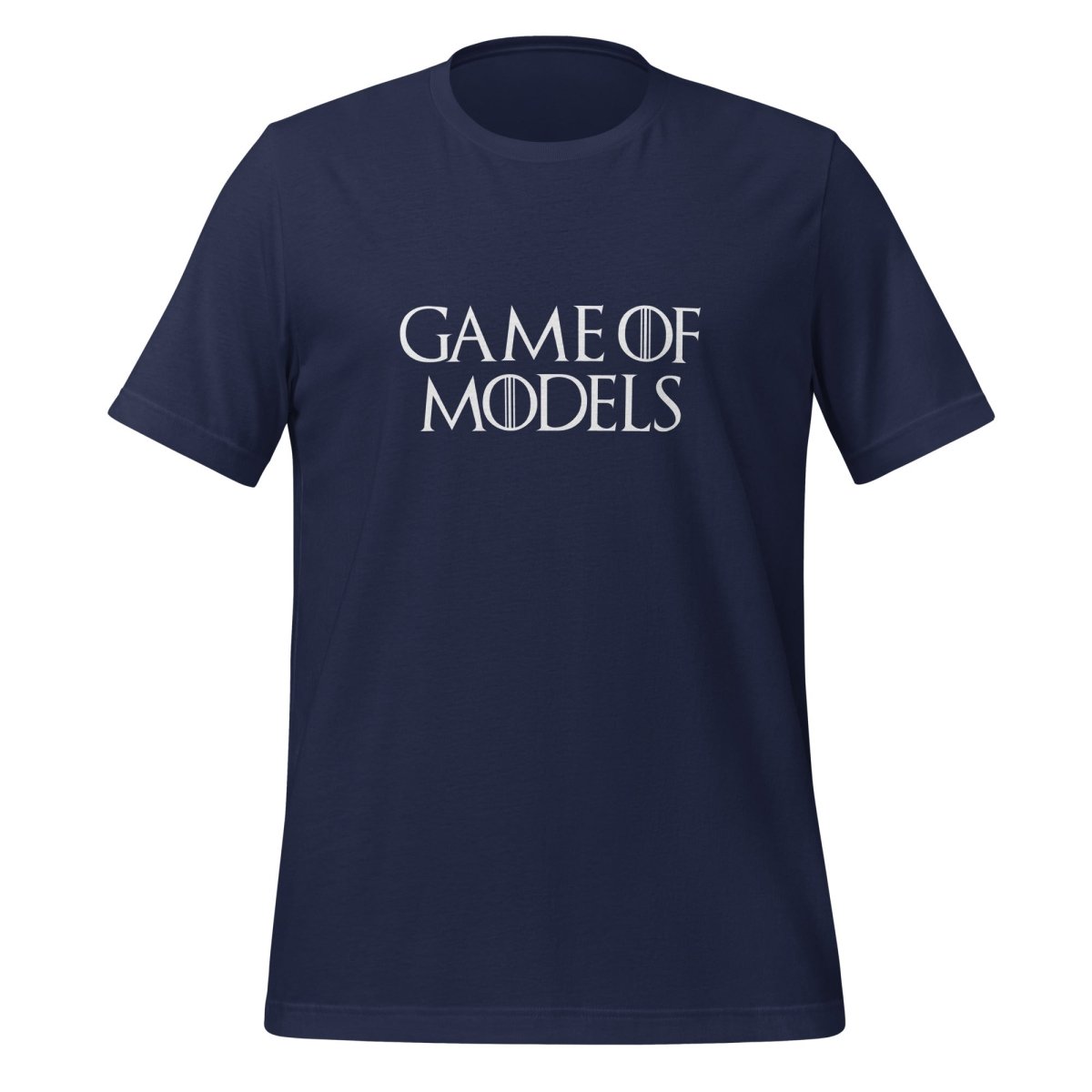 Product mockup photo of the Game of Models T Shirt (unisex) Navy / M.