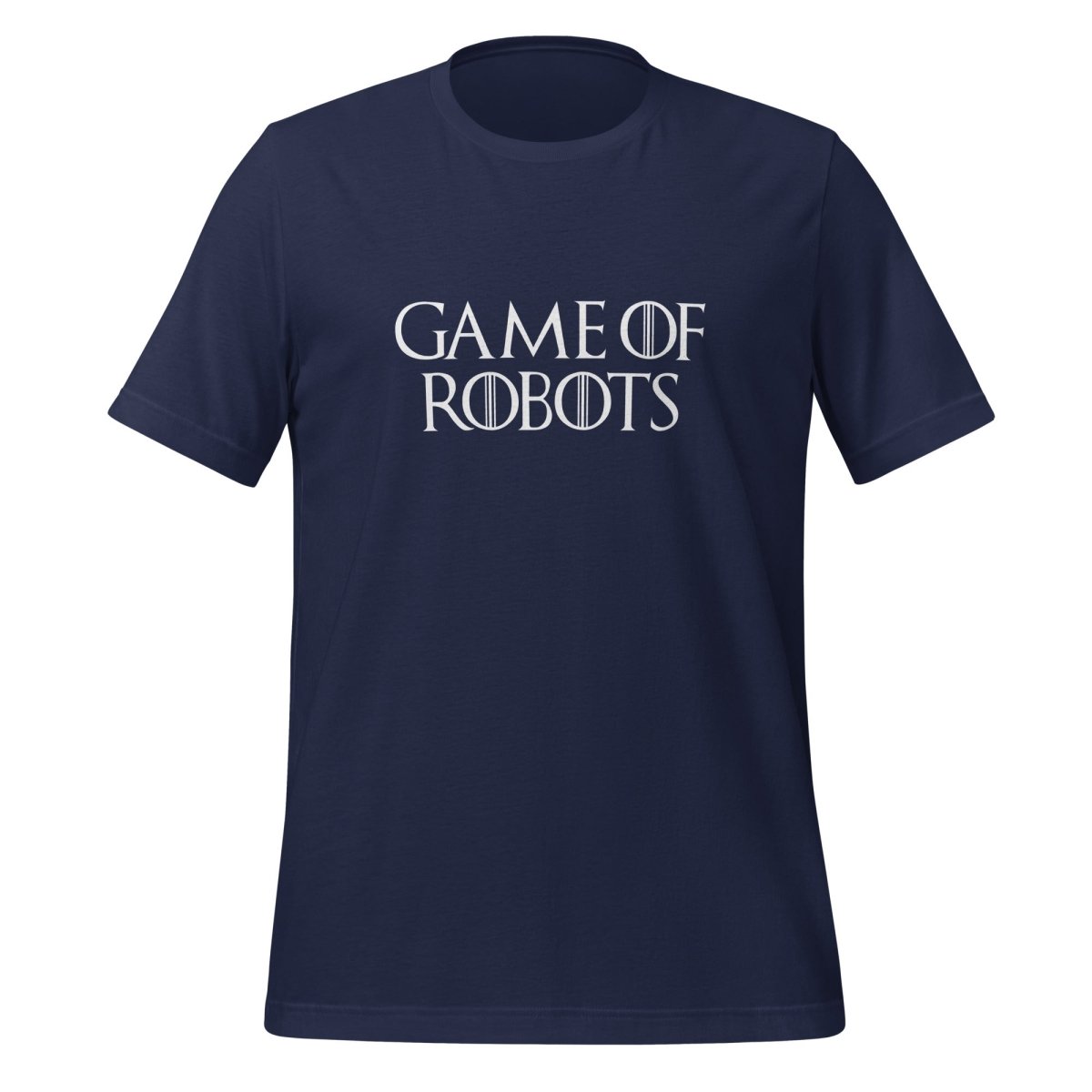 Product mockup photo of the Game of Robots T Shirt (unisex) Navy / M.