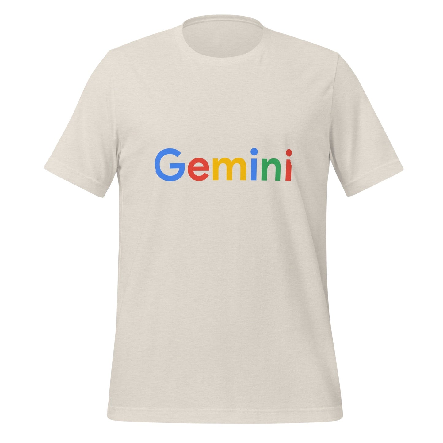 Product mockup photo of the Gemini Search Logo T Shirt (unisex) Heather Dust / M.