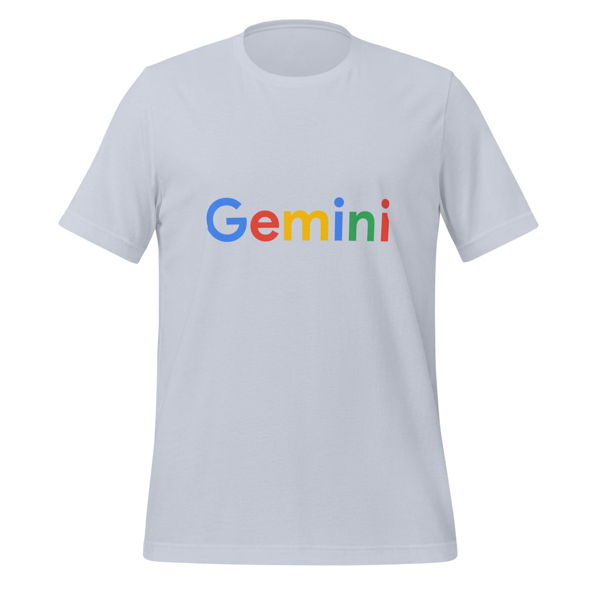 Product mockup photo of the Gemini Search Logo T Shirt (unisex) Light Blue / M.