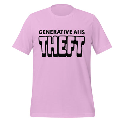 Product mockup photo of the Generative AI is Theft T Shirt (unisex) Lilac / M.