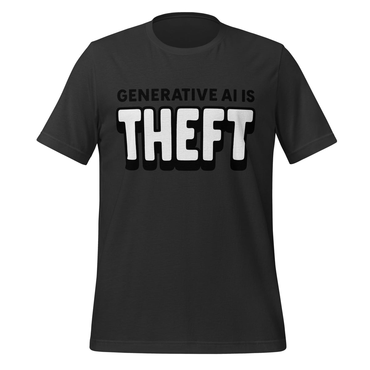Product mockup photo of the Generative AI is Theft T Shirt (unisex) Dark Grey / M.