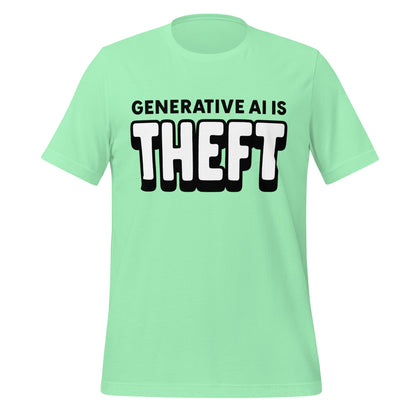 Product mockup photo of the Generative AI is Theft T Shirt (unisex) Mint / M.