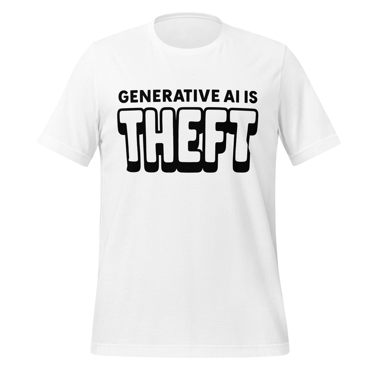 Product mockup photo of the Generative AI is Theft T Shirt (unisex) White / M.