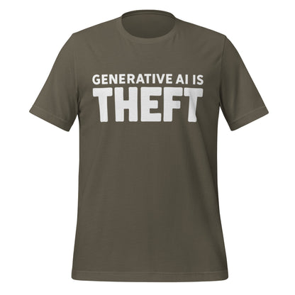Product mockup photo of the Generative AI is Theft T Shirt (unisex) Army / M.