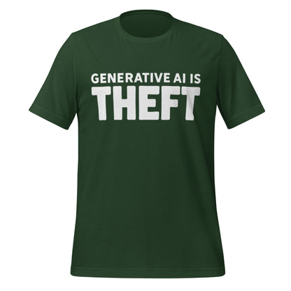 Product mockup photo of the Generative AI is Theft T Shirt (unisex) Forest / M.