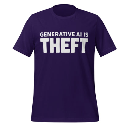 Product mockup photo of the Generative AI is Theft T Shirt (unisex) Team Purple / M.