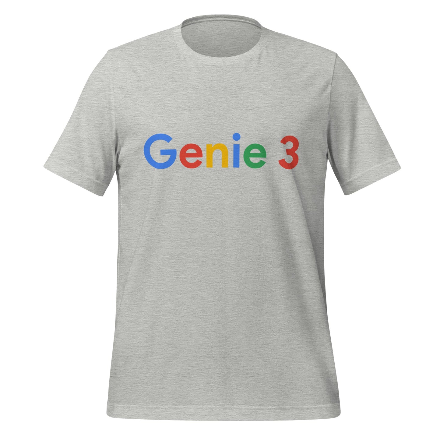 Product mockup photo of the Genie 3 Search Logo T Shirt (unisex) Athletic Heather / M.