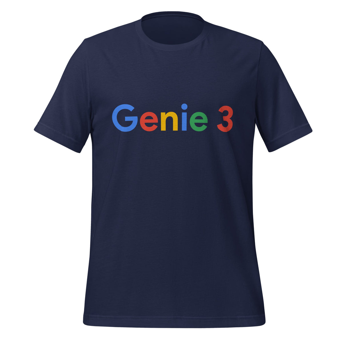 Product mockup photo of the Genie 3 Search Logo T Shirt (unisex) Navy / M.