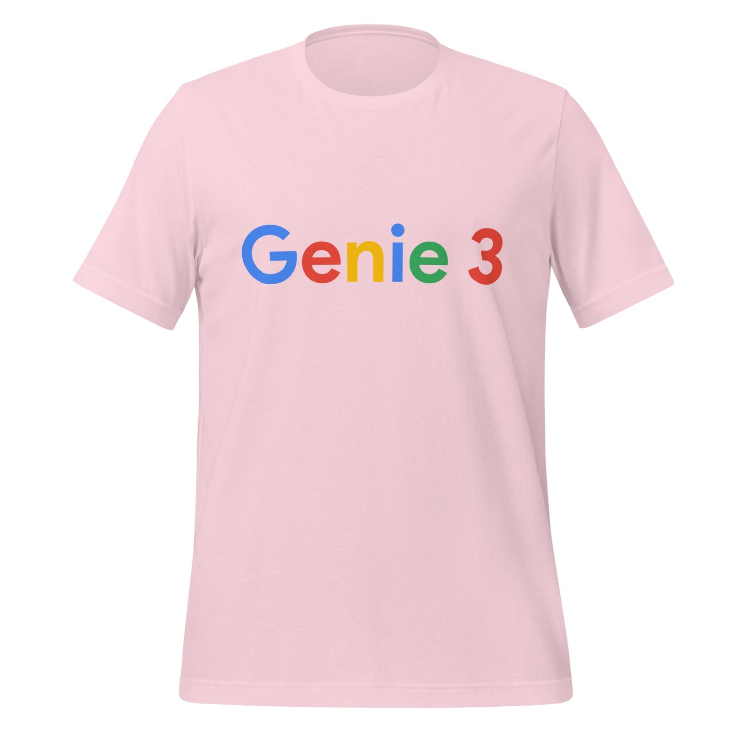 Product mockup photo of the Genie 3 Search Logo T Shirt (unisex) Soft Pink / M.