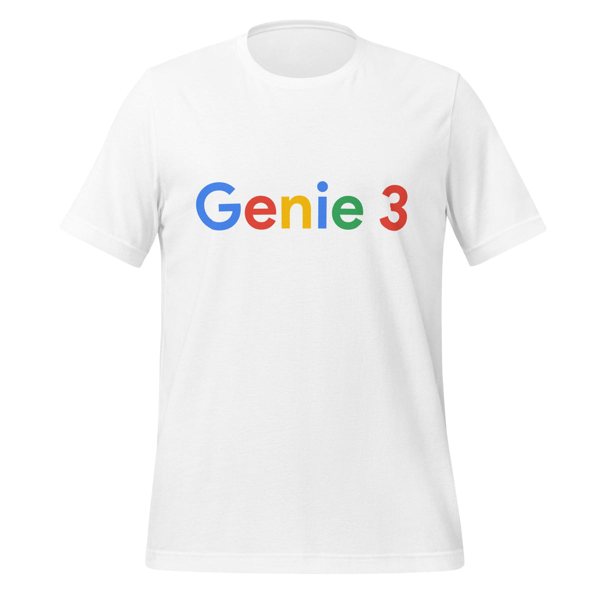 Product mockup photo of the Genie 3 Search Logo T Shirt (unisex) White / M.