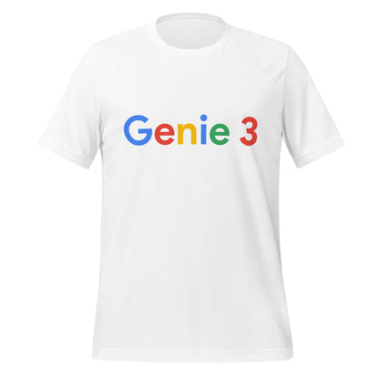 Product mockup photo of the Genie 3 Search Logo T Shirt (unisex) White / M.