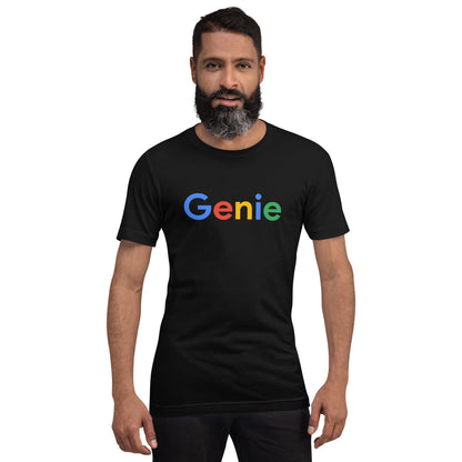 Product mockup photo of the Genie Search Logo T Shirt (unisex).