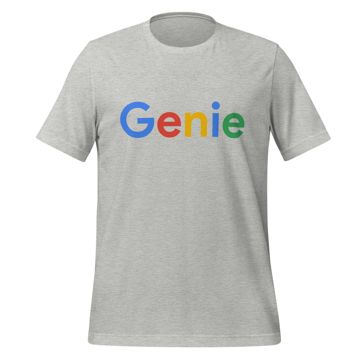 Product mockup photo of the Genie Search Logo T Shirt (unisex) Athletic Heather / M.
