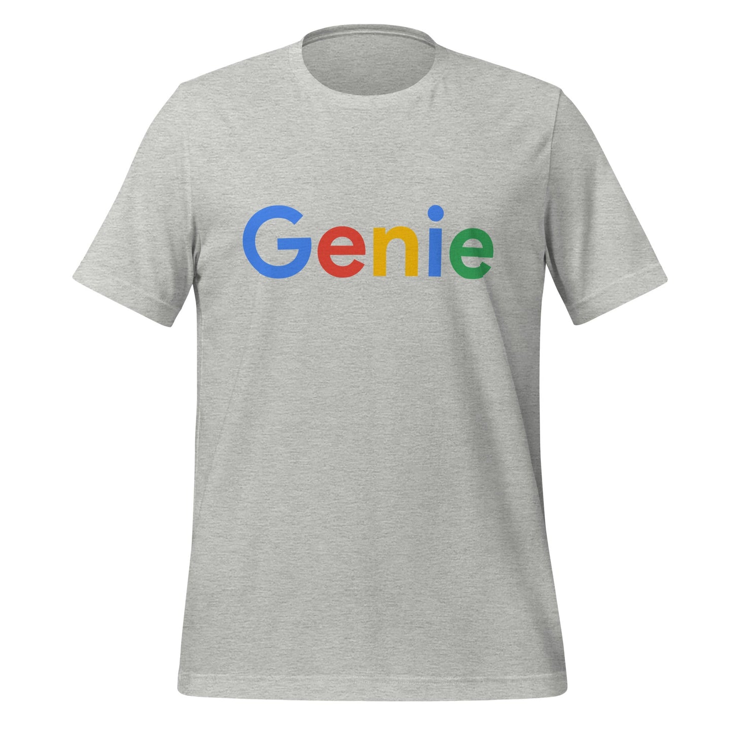Product mockup photo of the Genie Search Logo T Shirt (unisex) Athletic Heather / M.