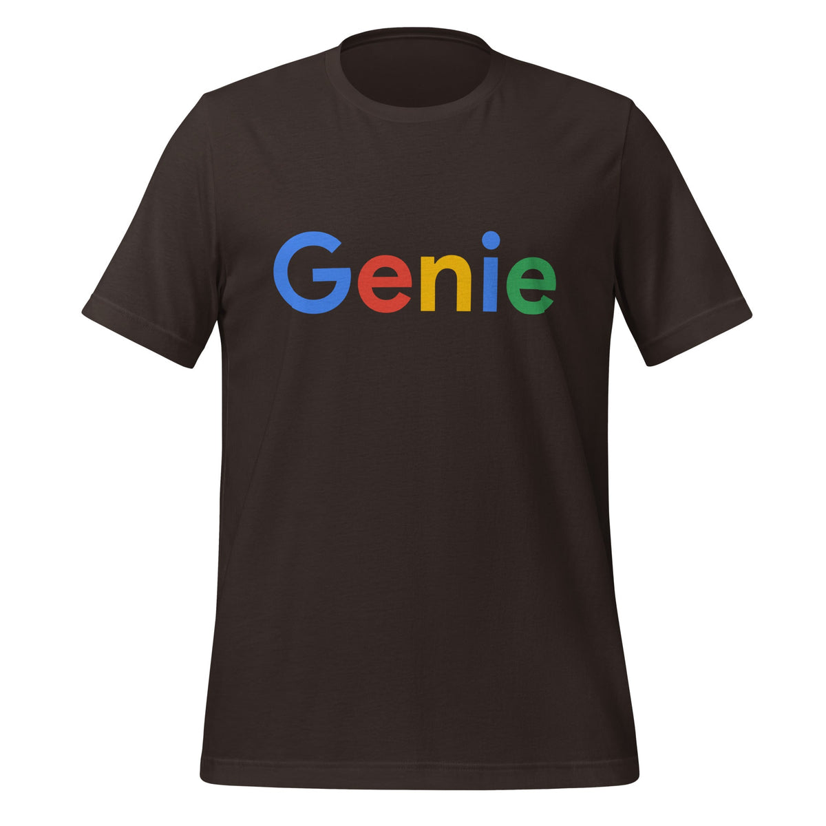 Product mockup photo of the Genie Search Logo T Shirt (unisex) Brown / M.